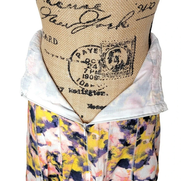 FOCUS 2000 Women's Floral Tie Dye Cotton Pleated Paneled Full Skirt Size 10 Pink - Picture 8 of 10